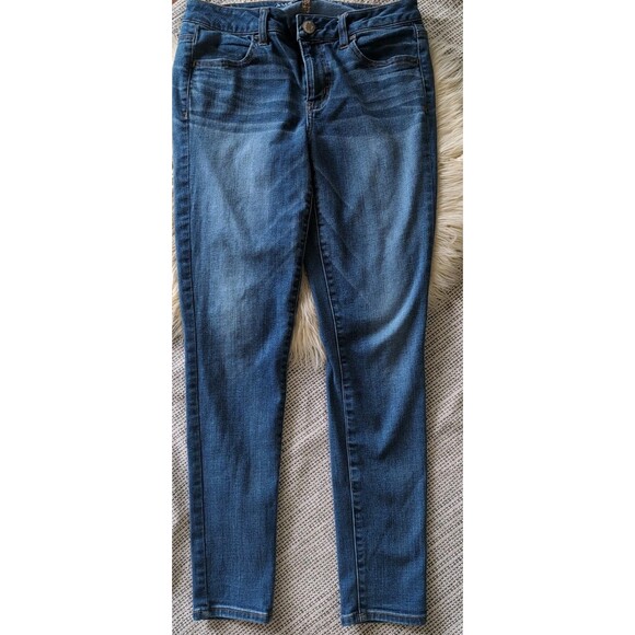 American Eagle Super Stretch Denim Jeans 10 Blue Mid Rise Skinny Medium Wash - Picture 2 of 9